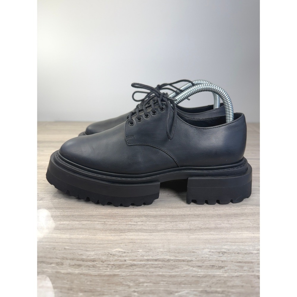 COS Leather Derby Chunky Platform Lug Sole Lace Up Oxfords Black 37 Minimalist - Picture 2 of 10